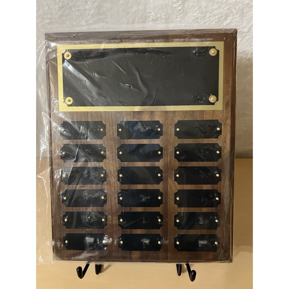 Perpetual Award Plaque 15x12 Walnut 18 Plates Wall Mount NEW